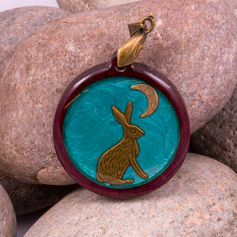 Moon Gazing Hare Pendant (#1215)